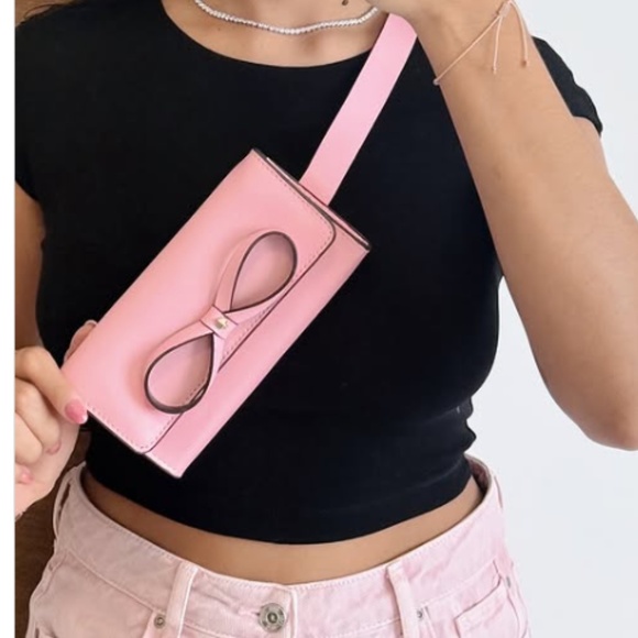 Kate Spade bubblegum pink bow leather adjustable belt bag NWB - Picture 3 of 8